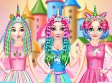 Princesses Rainbow Unicorn Hair Salon